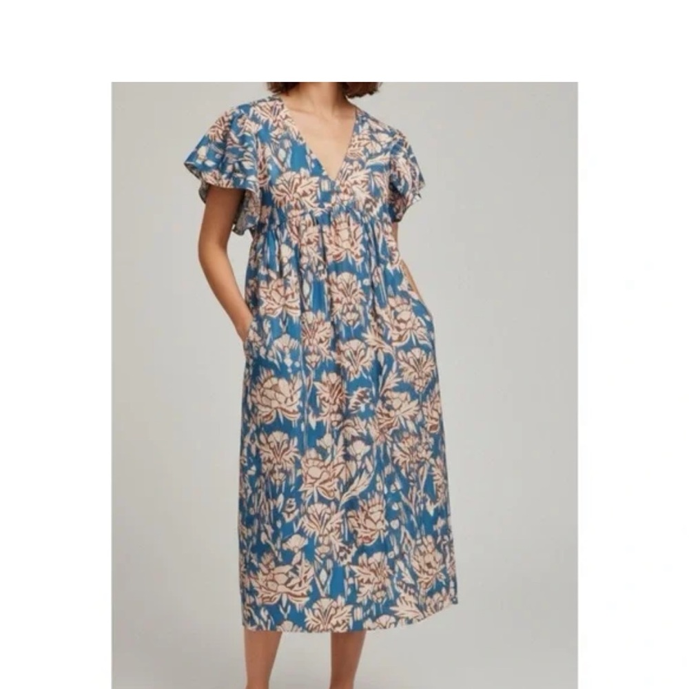 Maeve Floral Blue and Cream Dress